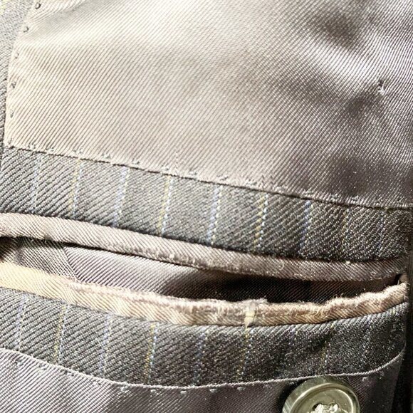 🌷SALE Ermenegildo Zegna Navy Pinstripe Wool Blazer Sport Coat Size 48L Italy - Picture 6 of 16